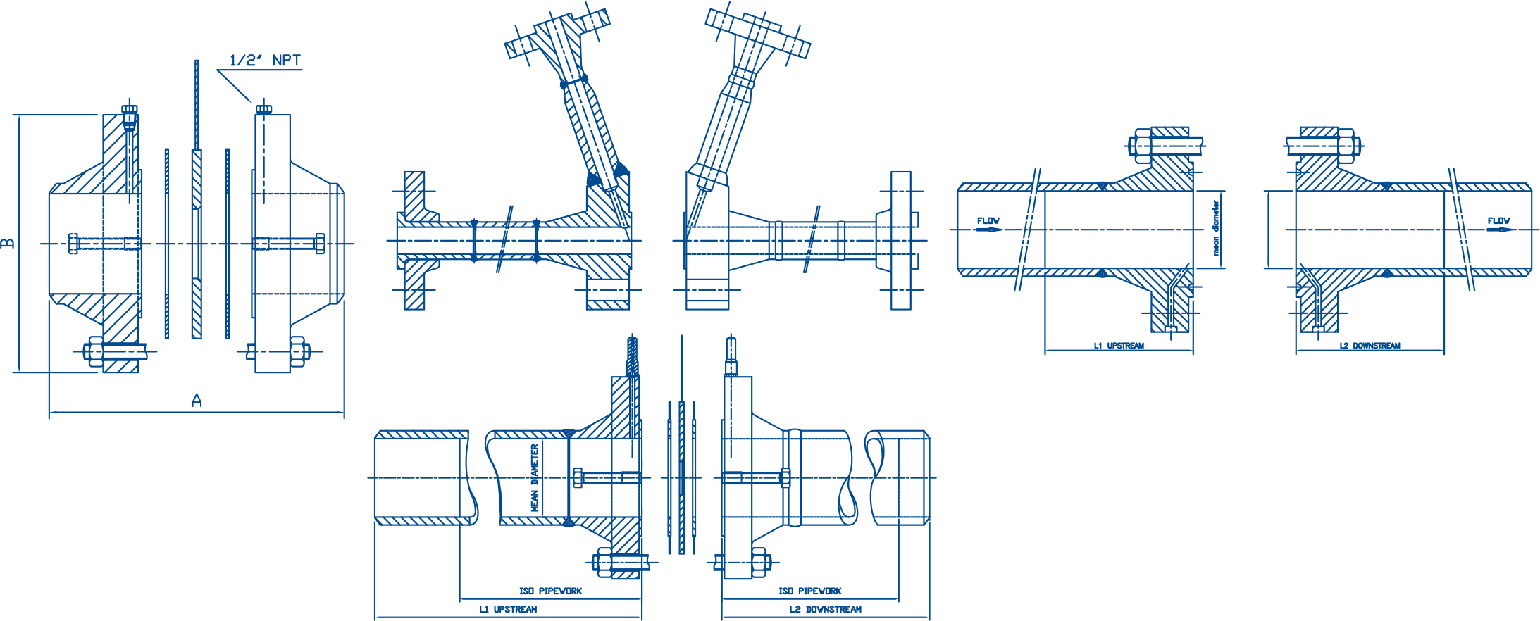 orifice-flanges-meterruns-drawing-diagram